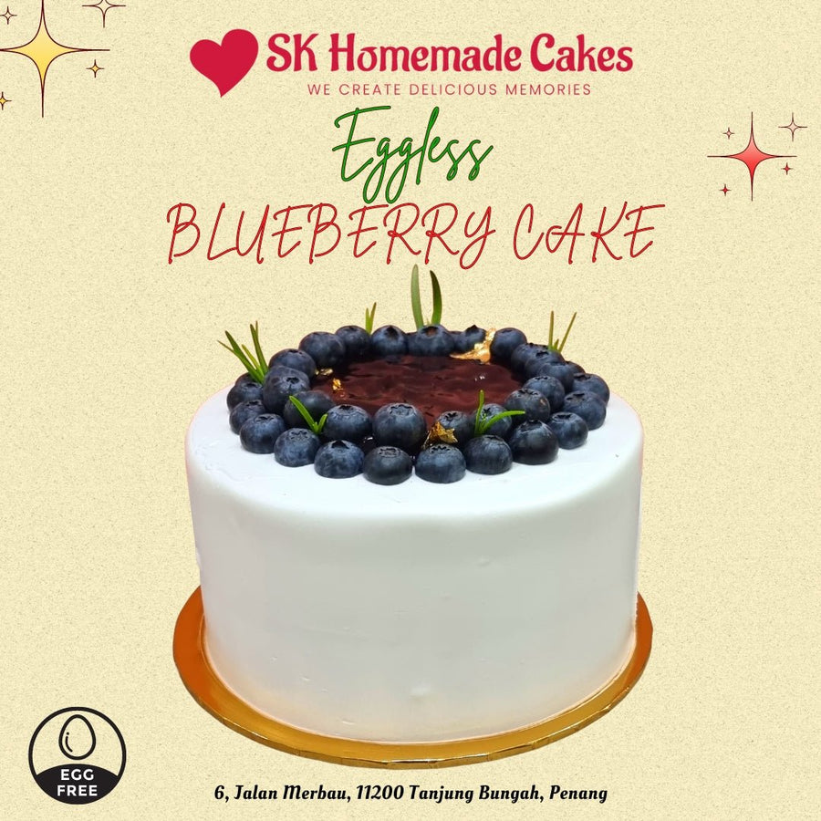 Eggless Blueberry Cake - 15cm Whole Cake (Available Daily) - SK Homemade Cakes