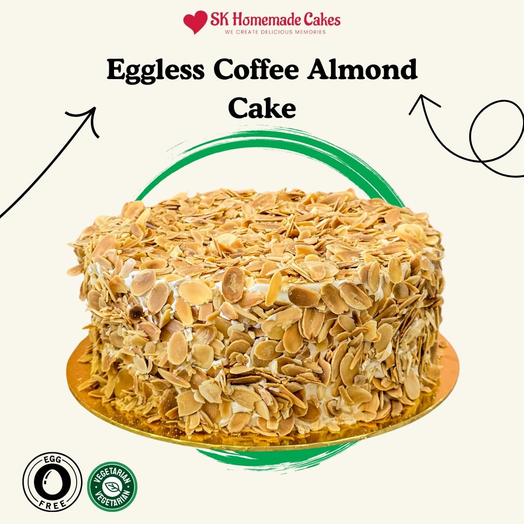 Eggless Coffee Almond Cake - Whole Cake (5 - days Pre - order) - SK Homemade Cakes