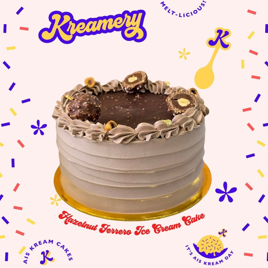 Hazelnut Ferrero Ice Cream Cake (Eggless) - 15cm Whole Cake (Available Daily) - SK Homemade Cakes