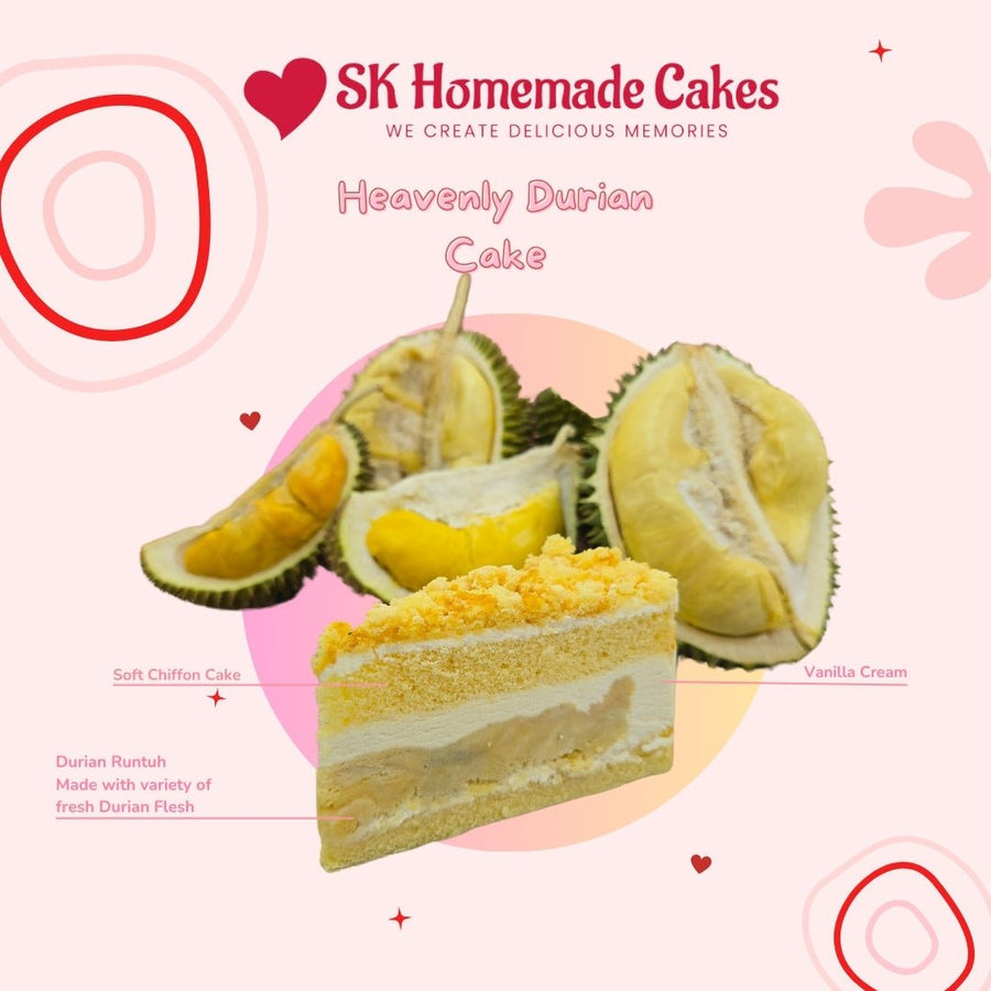 Heavenly Durian Cake - Whole Cake (5 days Pre - order) - SK Homemade Cakes - Small 15cm - 