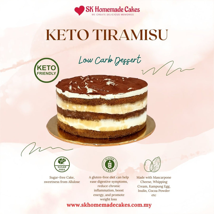 Keto Tiramisu Cake (Sugar Free & Gluten Free) - 15cm Whole Cake (Available Daily) - SK Homemade Cakes-Small 15cm--