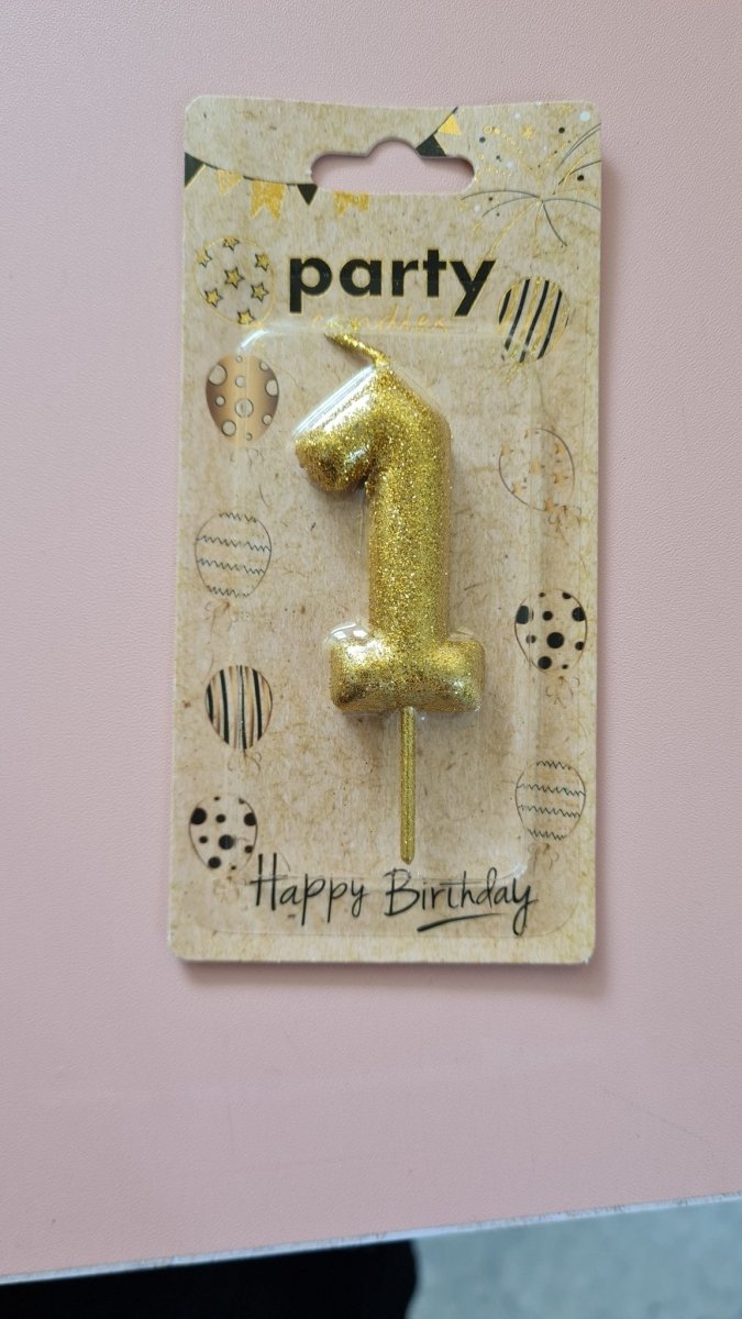 Numbering Candle(Gold Glitter) - Medium - SK Homemade Cakes - 0 - 