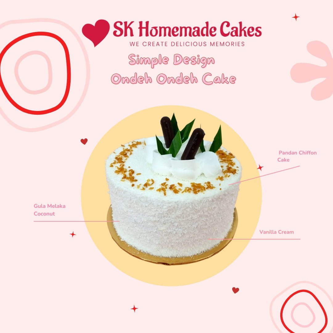 Ondeh Ondeh Cake - 20cm Whole Cake (Available Daily) - SK Homemade Cakes