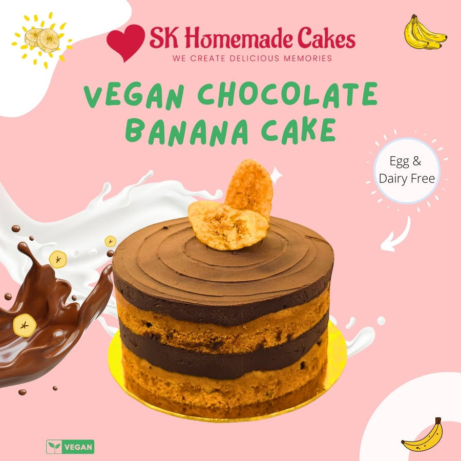 Vegan Chocolate Banana Cake - 15cm Whole Cake (Available Daily) - SK Homemade Cakes - Small 15cm - 