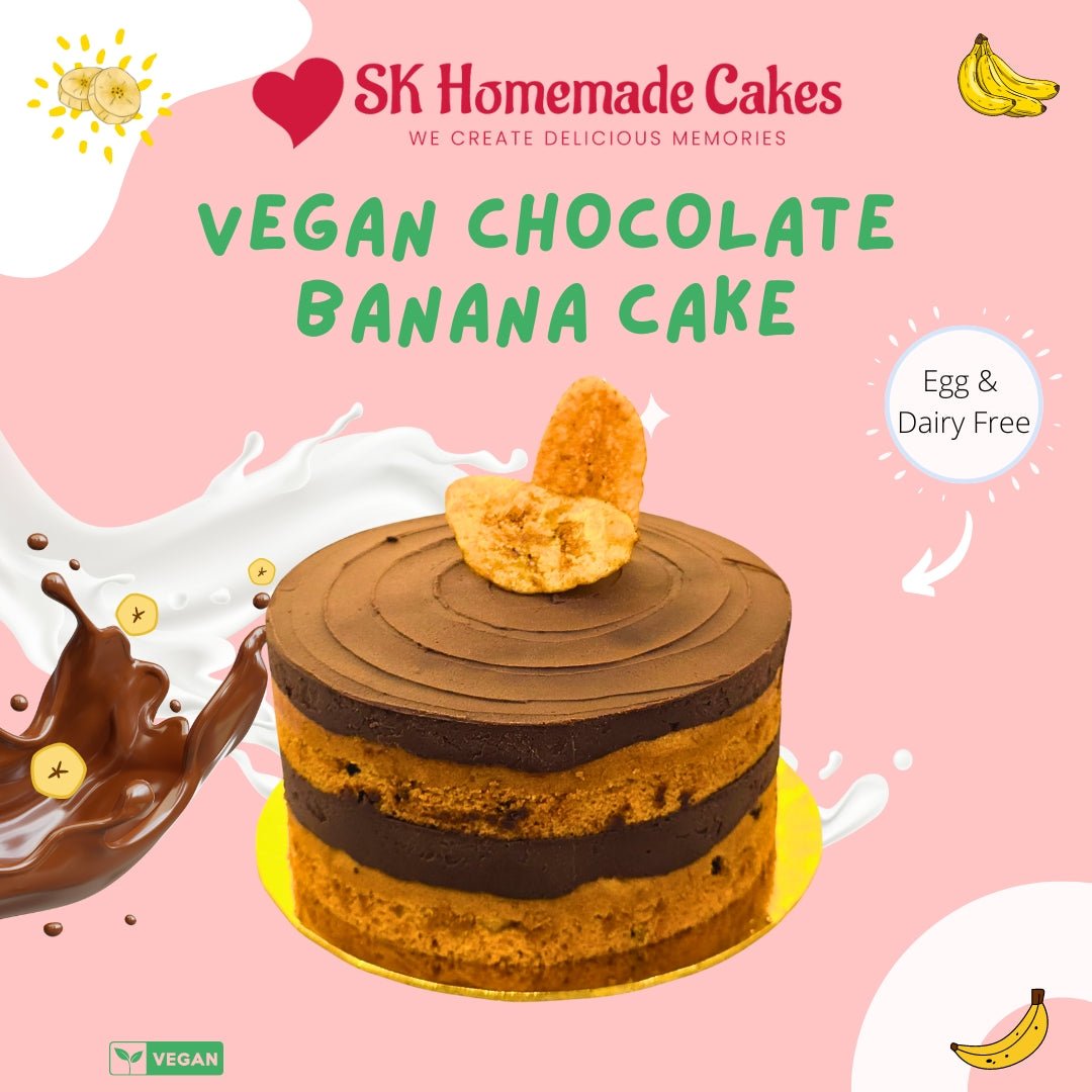 Vegan Chocolate Banana Cake - Whole Cake (5 - days Pre - order) - SK Homemade Cakes - Medium 20cm - 