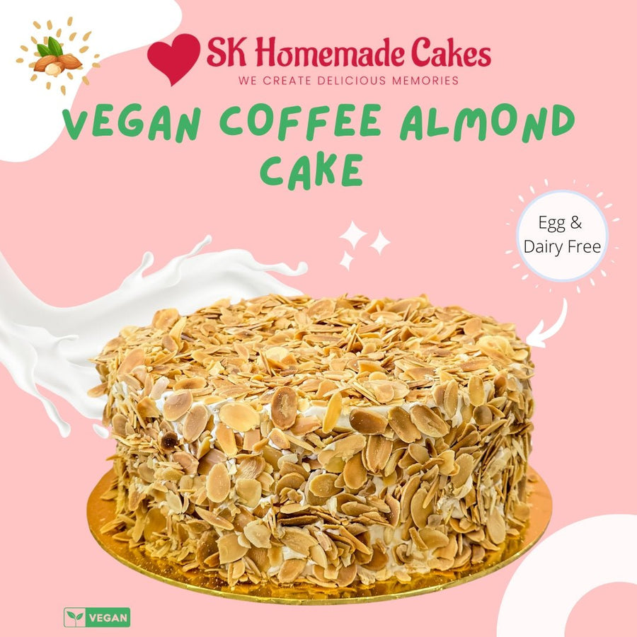 Vegan Coffee Almond Cake - 15cm Whole Cake (Available Daily) - SK Homemade Cakes