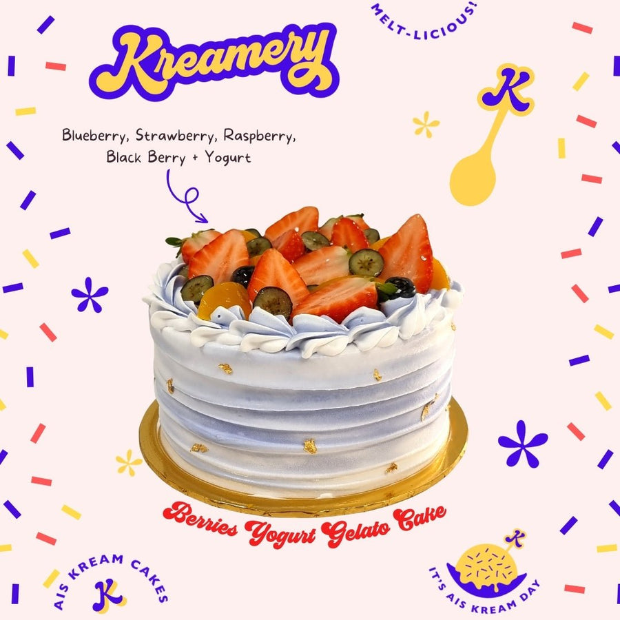 Berries Yogurt Gelato Cake - 20cm Whole Cake (Available Daily) - SK Homemade Cakes---