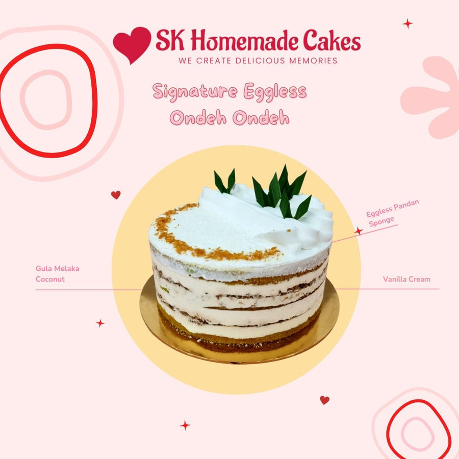 Eggless Pandan Coconut Cake - 15cm Whole Cake (Available Daily) - SK Homemade Cakes-Small 15cm--