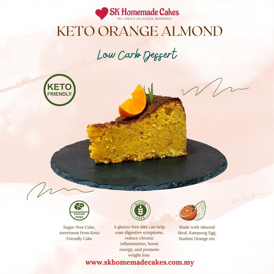 Keto Orange Almond Cake (Gluten Free) - 24cm Whole Cake (Available Daily) - SK Homemade Cakes-Large 24cm--