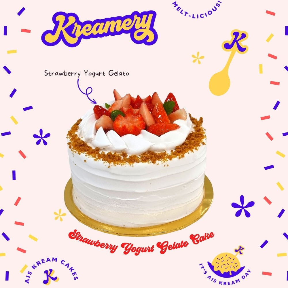 Strawberry Yogurt Gelato Cake - 15cm Whole Cake (Available Daily) - SK Homemade Cakes---